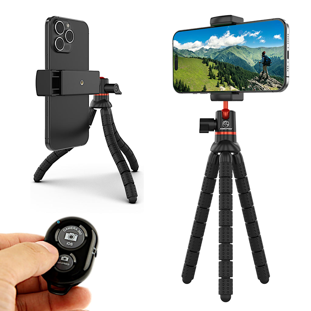 Mini Flexible Tripod for Cell Phones - iPhone Tripod Stand with Wireless Remote Shutter - Fits Any Phone - Portable, Small Travel Tripod for iPhone, Android, Camera & GoPro