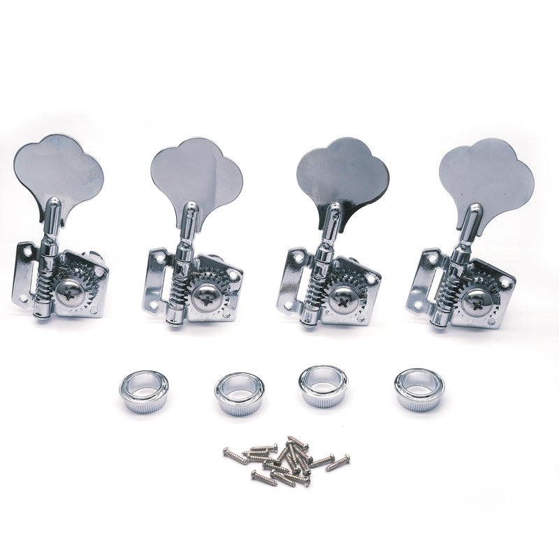 4R Opened Electric Bass Guitar Tuning Pegs Machine Heads Tuners for Bass for Jazz Precision P Bass Replacement (4R Chrome) 4R Chrome