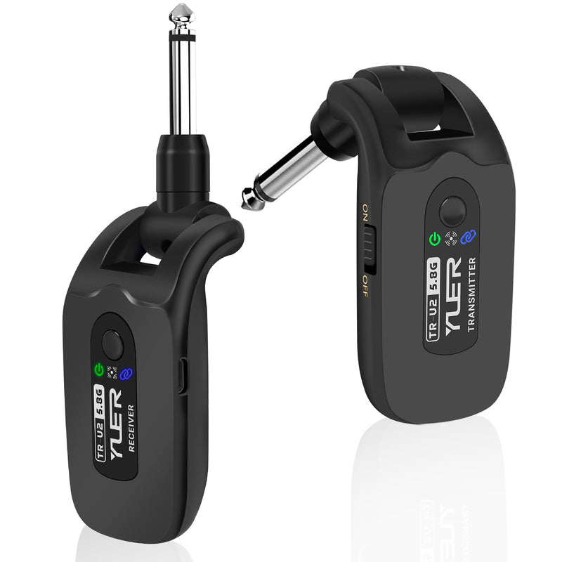 [AUSTRALIA] - YUER 5.8GHz Wireless Guitar System: Anti Interference Wireless Transmitter Receiver, Rechargeable Plug And Play Guitar Accessories for Electric Guitar Bass with Dual Ended USB Charging Cable 