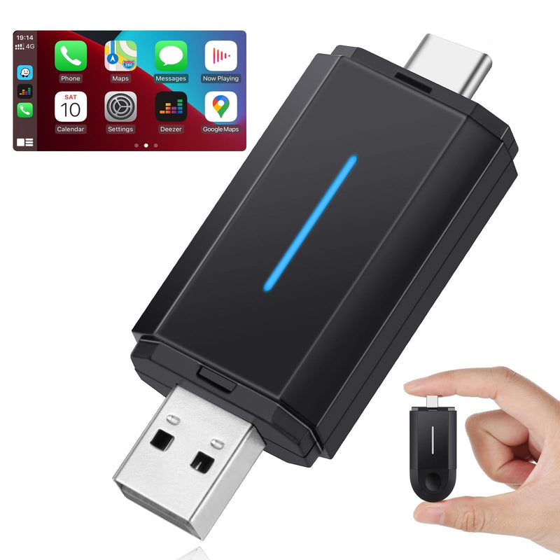 Master Cables 2 in 1 Wireless Carplay Adapter for Apple CarPlay & Android Auto, USB A & USB C Dongle Converts Wired to Wireless, Compatible with Cars from 2016, Plug & Play