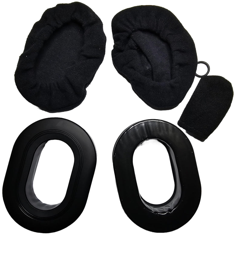 Race Radios Direct Racing Headset Aviation Ear Gel Seal Cloth Covers Mic Muff Repair Upgrade Kit, Black, 51101GCM