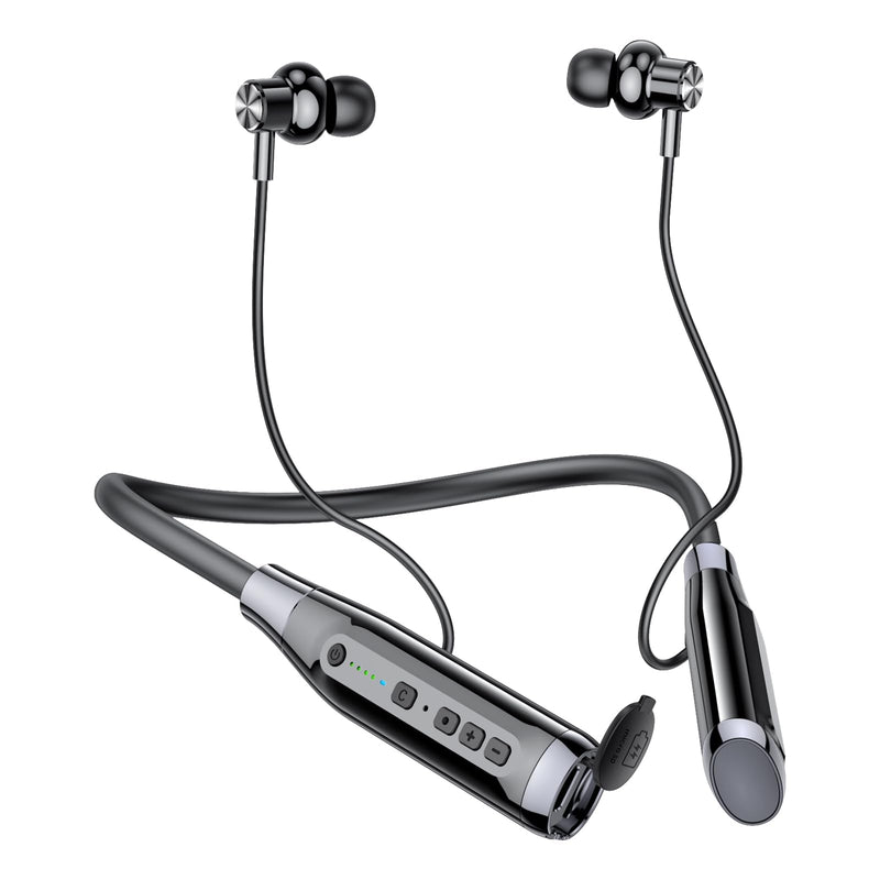 Kinobo Neckband Bluetooth Headphones，6.0 Bluetooth 120 Hours Playtime，IPX7 Sports Waterproof Earbuds with Microphone Noise Cancelling with TF Card Slot ，HiFi Stereo (Black) Black