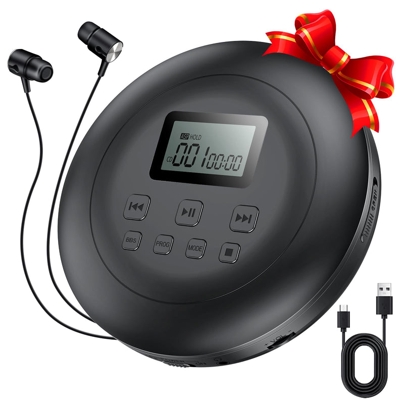 Gueray Portable CD Player Personal CD Players with Headphones LCD Display Anti-Skip Protection HiFi Classic CD Walkman Music Player Memory CD Player for Car Home