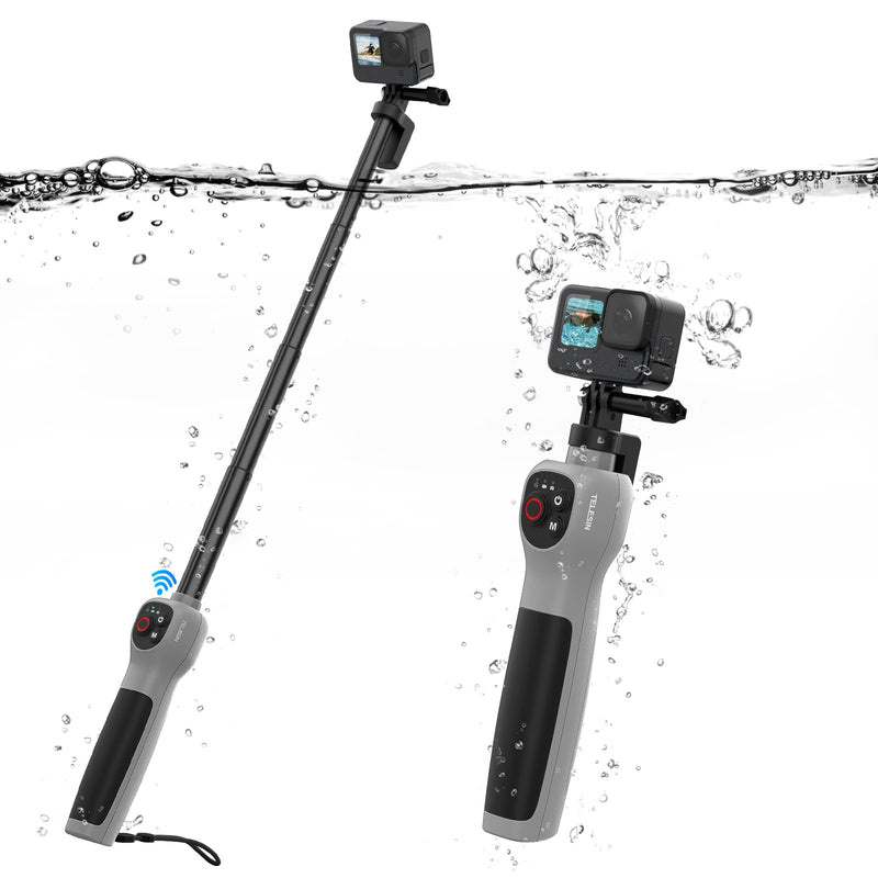 [AUSTRALIA] - 33inch Underwater Selfie Stick for GoPro Hero 13 12 11 10 9 8, with Bluetooth Remote Control, Waterproof & Extendable, 1 Hour Charging Time, 21 Hours Shooting for Diving Surfing Snorkeling 