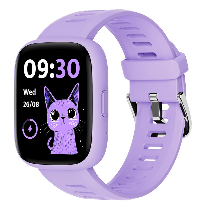 BIGGERFIVE Smart Watch for Kids, 1.8" Fitness Tracker Watch with Pedometer | Heart Rate, Sleep Monitor, IP68 Waterproof, Step Counter, Puzzle Games with/without App for Girls Teens 5-16 Lilac