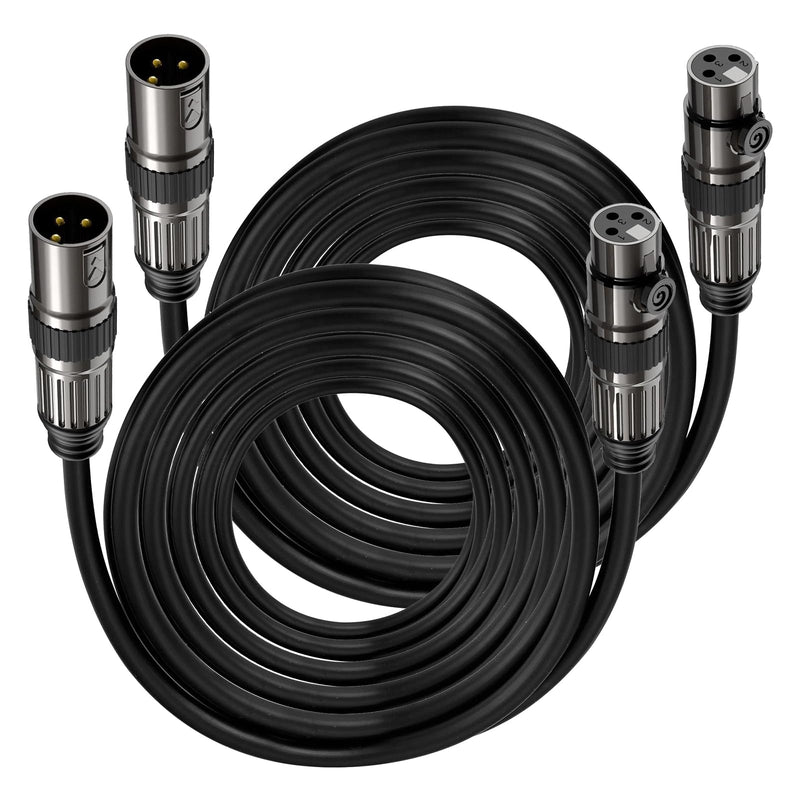 XLR Microphone Cables, 2 Pack 15 Feet Oxygen-Free Copper 3-Pin Male to Female Microphone Cable for Speaker, PA System, Podcast Audio Mixer, Studio Monitors, Audio Recording and More 2 Pack(XLR Cables)