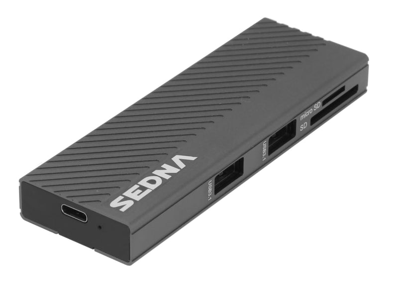 SEDNA - USB 3.2 Gen II (10Gbpps) M2 NVMe SSD Enclosure with 2 Port USB Hub and Card Reader