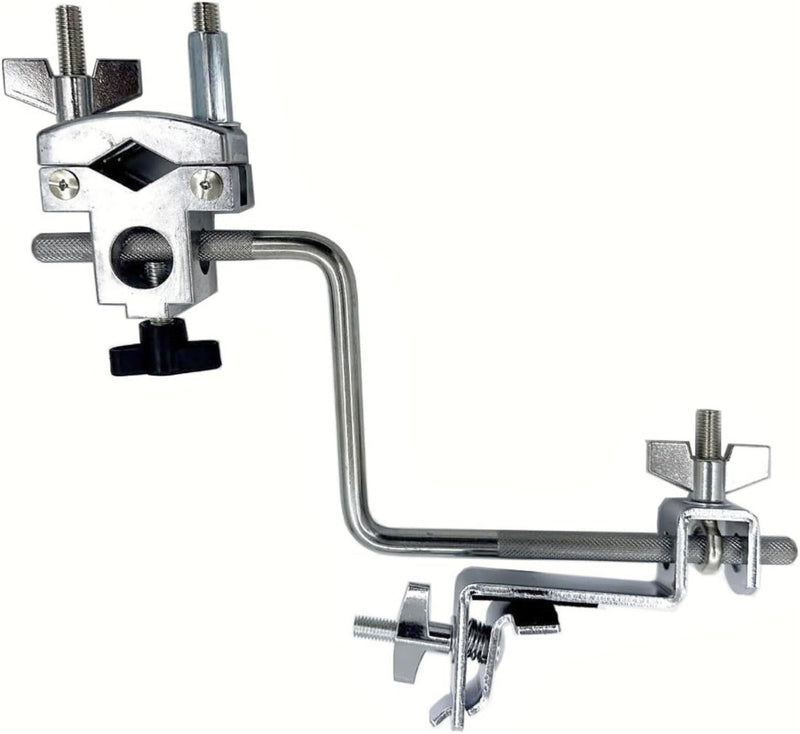 Double Bass Drum Hoop Attachment Clamp for Hi Hat Drum Cowbell Cymbal Mount, Tom Drum Hoop Clamp with 3/8" Z Shape Percussion Mount Rod Clip for Jam Block Tambourine
