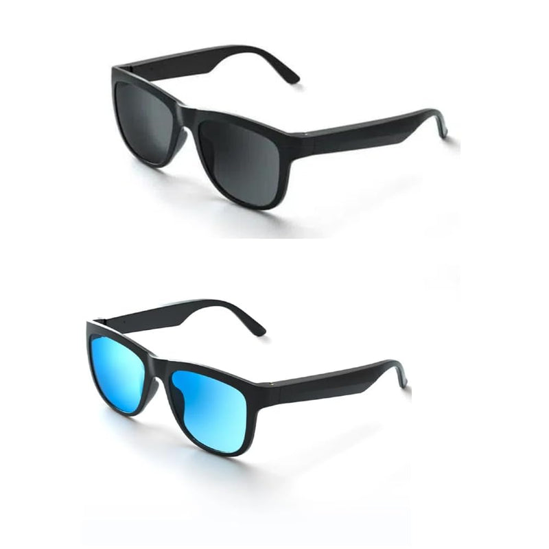 GS01 Smart Bluetooth Sunglasses, Audio Sunglasses with Speaker,Polarized lens, Touch Control, Open Ear Music and Hands-Free (Black+Blue))