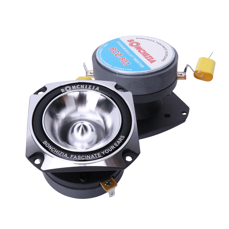 Super tweeters, Bullet Tweeters for Car Audio, 1 inch Tweeters, Speakers Car Audio, High Compression Titanium Super Bullet Tweeter with Crossover Capacitor (Pair) Loudspeakers