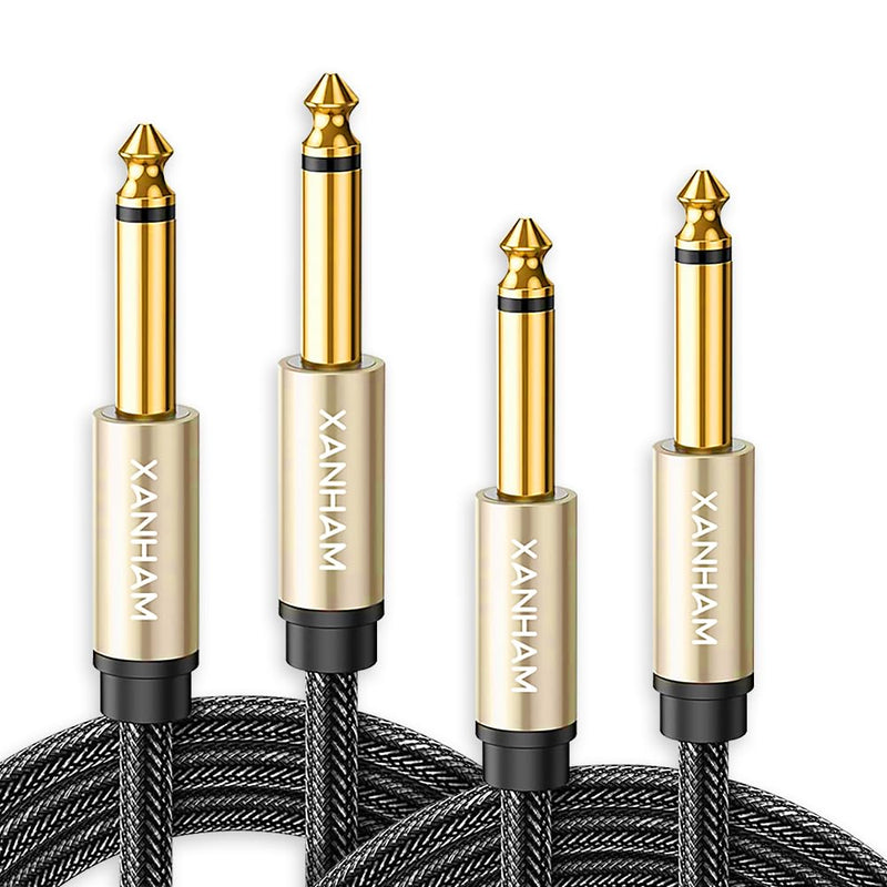 2-Pack 1/4 Inch TS Instrument Cable 16 Feet /5M Electric Guitar Cables Quarter Inch Mono Jack Cord for Electric Guitar, Mandolin, Bass AMP, Keyboard, Mixer, Equalizer 16 Feet/5M