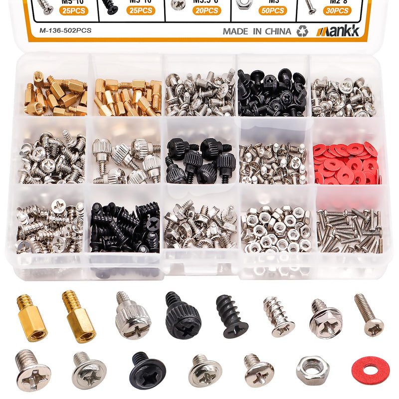 mankk 502PCS and 400PCS Computer Screws Motherboard Standoffs Screws Kit