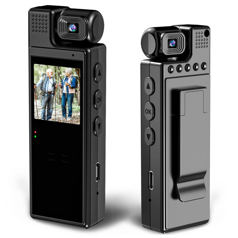 HD1080P Mini Body Camera 180° Rotatable Lens 6HR Battery Video Body Camcorder Motion Detection Night Auxiliary Lights Body Mounted Camera for Sports Cycling Security Police Law Enforcement