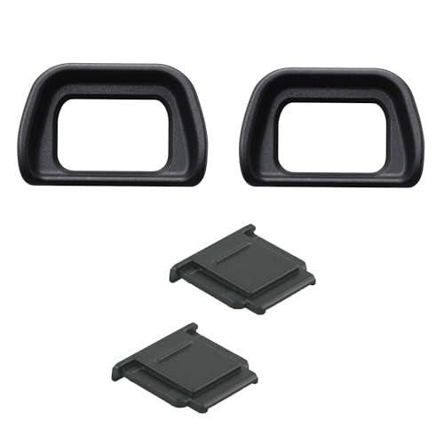 JJC 2-Pack FDA-EP10 Soft Viewfinder Eyecup Eyepiece Eye Cup & 2 Pack FA-SHC1M Hot Shoe Cover Cap for Sony A6300 A6100 A6000 Cameras