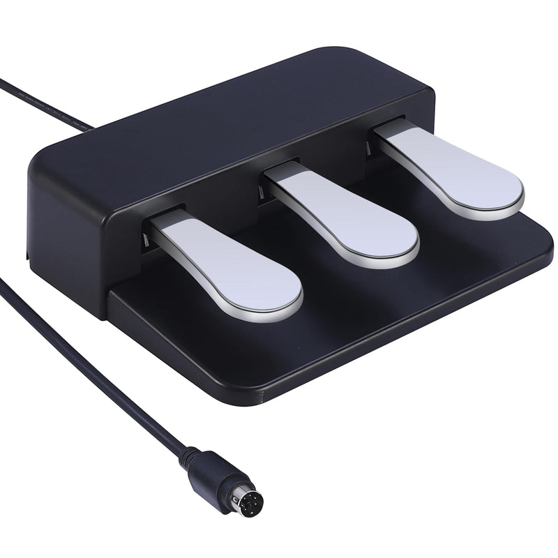 Portable 3-Pedal Board unit for Electric pianos keyboards, Soft & Sostenuto & Sustain pedal 3-Pedal Compatible With Yamaha P125 P121 P515 DGX670 Digital pianos keyboards (Black + Silver) Black + Silver