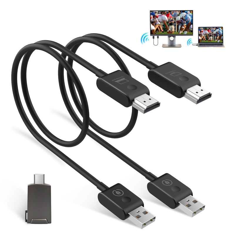Moman Wireless HDMI CS6-C, 1080P USB C Transmitter and Receiver Extender 20M/65FT for Laptop PC TV Box Camera Projector for Streaming Video, Wireless-HDMI-Transmitter-Receiver-Extender 1TX+1RX