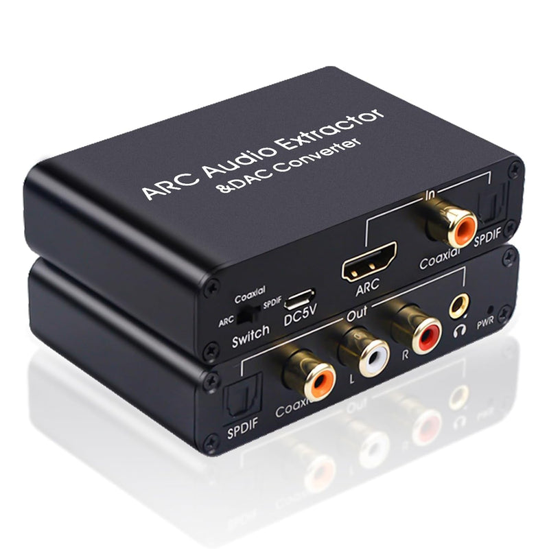 HDMI ARC Audio Extractor, AMANKA DAC Converter 192KHz Digital to Analog Audio Converter, Optical/SPDIF Coaxial HDMI ARC to Optical/SPDIF Coaxial Stereo L/R 3.5mm Jack for TV ARC-DA