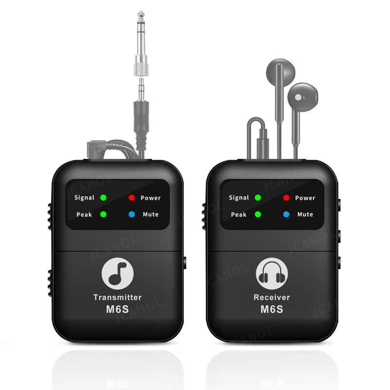 Wireless in Ear Monitor System, 2.4G Stereo Wireless IEM System with Beltpack Transmitter Receiver Auto-Pairing, 164ft for Studio, Band, Live Performance 2 Black