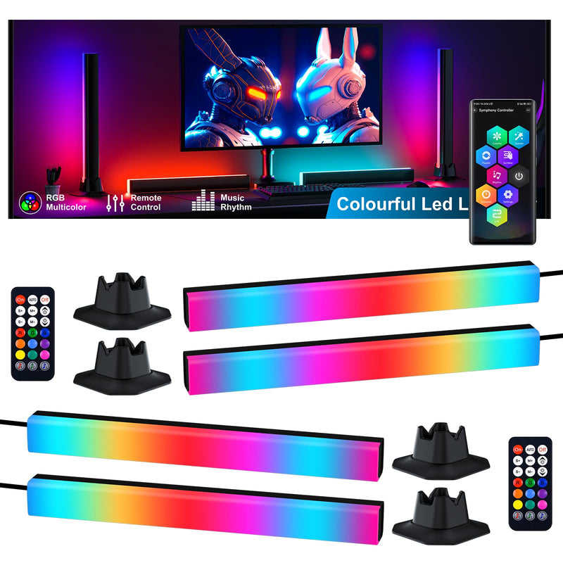 [AUSTRALIA] - RGB Light Bar, RGB IC LED Light Bar, Music Sync USB Powered, Color Changing Ambient Lighting for Gaming TV Desk Monitor PC Party, 2 Pair 