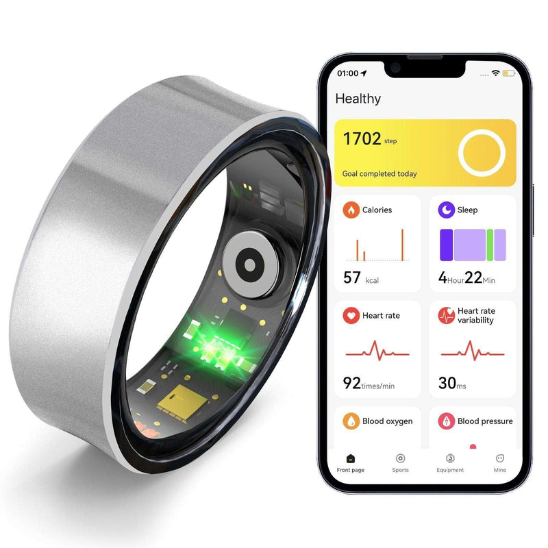 Smart Ring Fitness Tracker Ring for Men and Women - Titanium Material, Menstrual Cycle Tracker, Sleep Heart Rate Blood Oxygen Pressure Activity Steps Calories Tracker, No APP Subscription (Silver 11#)