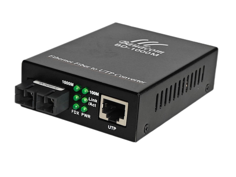 Gigabit SingleMode Fiber to Ethernet Media Converter, Dual SC Fiber, Up to 20KM,1000Base-LX to 10/100/1000Base-Tx Gigabit SMF Fiber SC to Copper RJ45 Ethernet Converter - 1 Unit