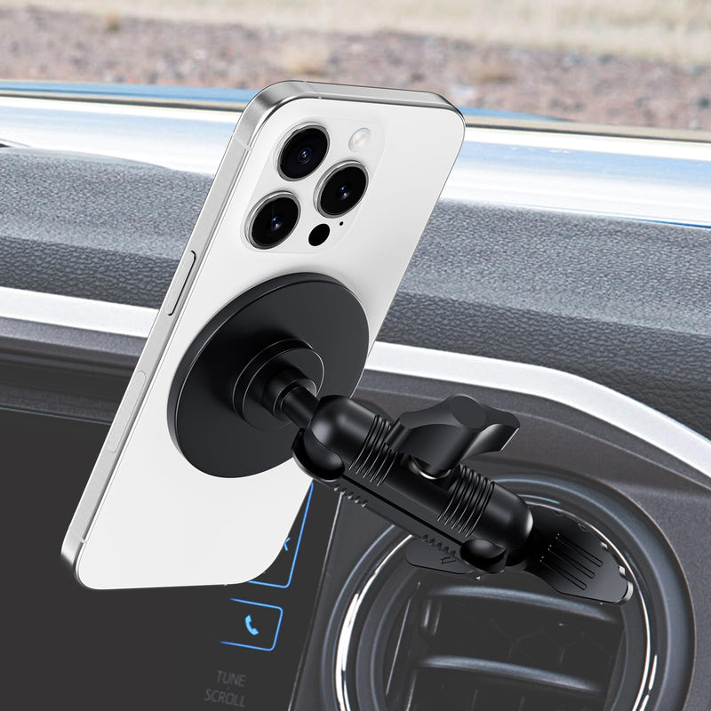 Car Vent Magnetic Phone Mount Compatible with Toyota Tacoma 2016-2023 3rd | Tundra 2014-2021 3rd Gen | 20x Strong Magnet | Full Metal Arm | 360° Adjustable | Anti-Scratch Base | All Smartphones Magnetic Mount