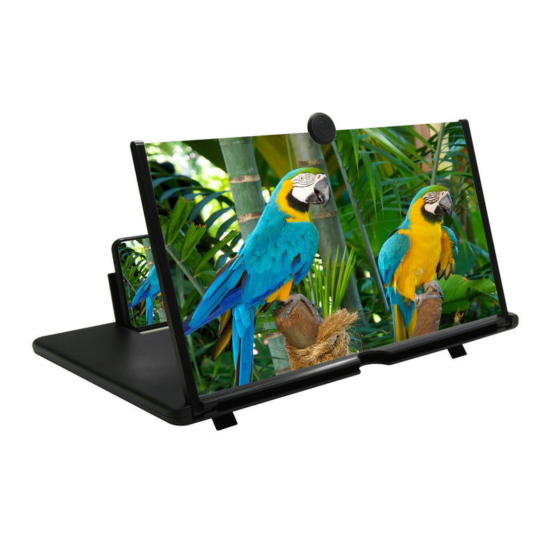 12"Screen Magnifier Amplifier,3D HD Mobile Phone Magnifier Projector Screen for Movies,Videos,and Gaming.Foldable Mobile Phone Holder with Screen Magnifier,Supports All Smartphones,A Smart Gift（Black) Black