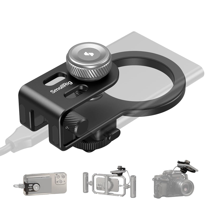SMALLRIG SSD Holder 2-in-1 SSD Mount Bracket for MagSafe with Cold Shoe Cable Clamp, Compatible with 0.3-0.6in Thick SSDs for Samsung T5 T7 SSD, for SanDisk SSD, Compatible Cage - 4779