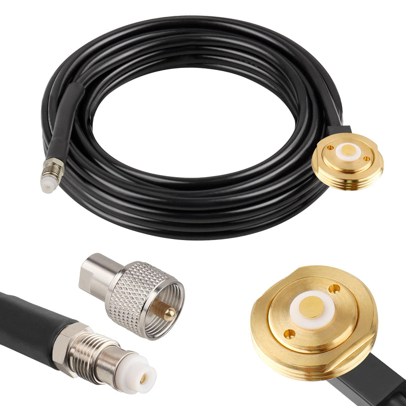 [AUSTRALIA] - MOOKEERF NMO Antenna Cable,10FT Low Loss RG58 Coaxial CB Antenna Cable Extension with NMO and Removable UHF PL259 Male Connector for VHF/UHF/CB Radio 10FT 