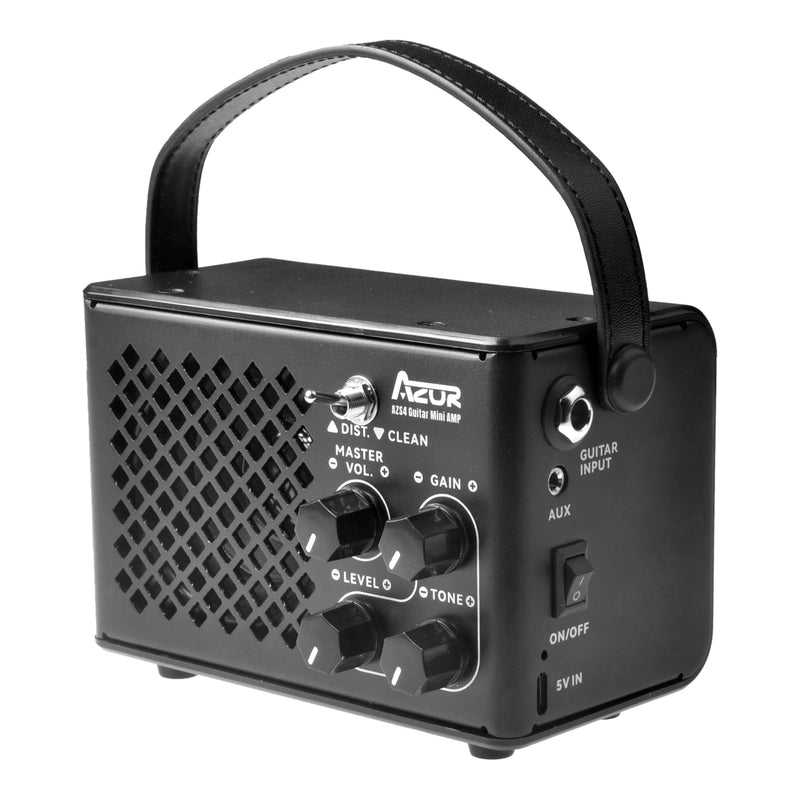 AZOR Mini Electric Guitar Amplifier | 10W Rechargeable Battery | Clean & Distortion Effects, Gain Control | Headphone Output for Silent Practice | Portable for Travel & Indoor Use