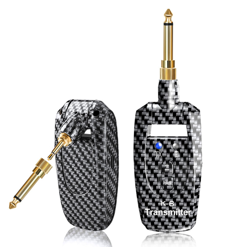 [AUSTRALIA] - Wireless Guitar System 2.4GHz Transmitter Receiver, 24-bit 48KHz Audio, 100ft Range, Rechargeable 5-Hour Battery, 250° Rotating Plug, No Latency for Electric Bass, Guitar Accessories K6 