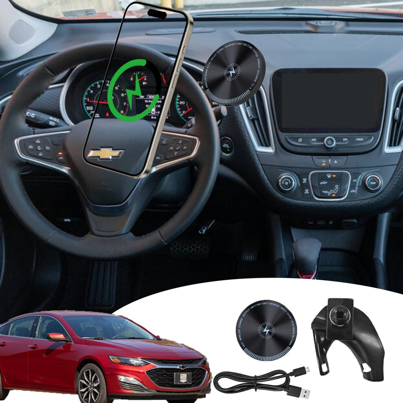 for 2026 Chevy Malibu Phone Mount 15W Fast Wireless Charger for 2026 Chevy Malibu Phone Holder 2026 Malibu Accessories Custom Fit Malibu 2016-present Compatible for All Cell Phones