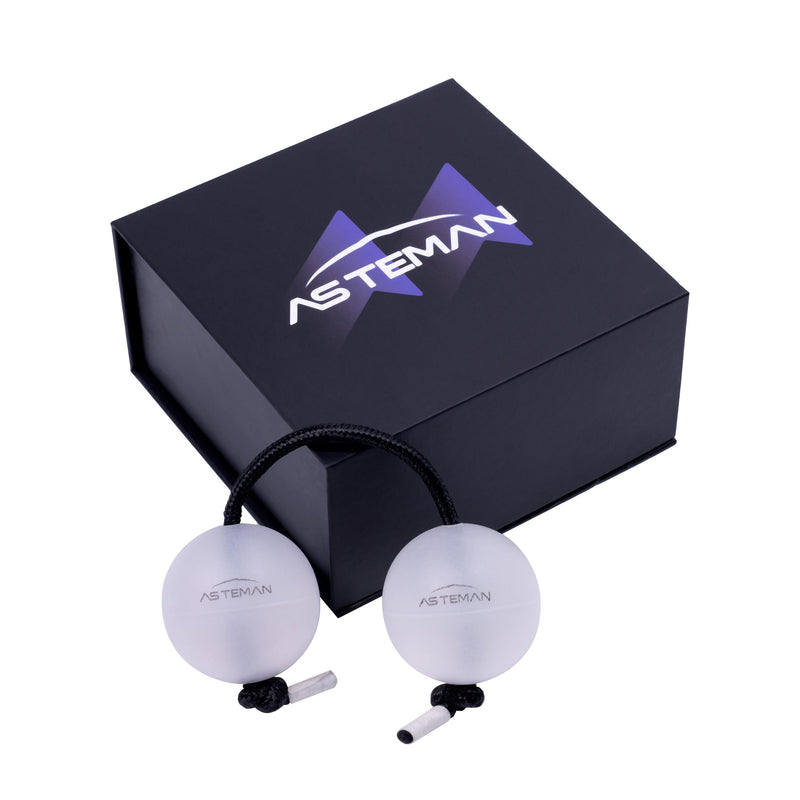 AS TEMAN Rhythm Ball Asalato Shaker Kashaka Percussion Instrument,Suitanle for Adult Beginners,White Balls with Black String(Single-Handed Two Balls)