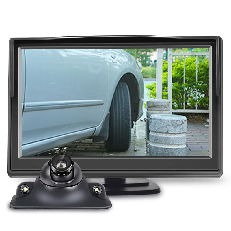 Car Side Rear View Backup Camera Reversing 5 in Monitor Reverse Image Front Parking Night Vision Rear Mirror Positive for Vehicle