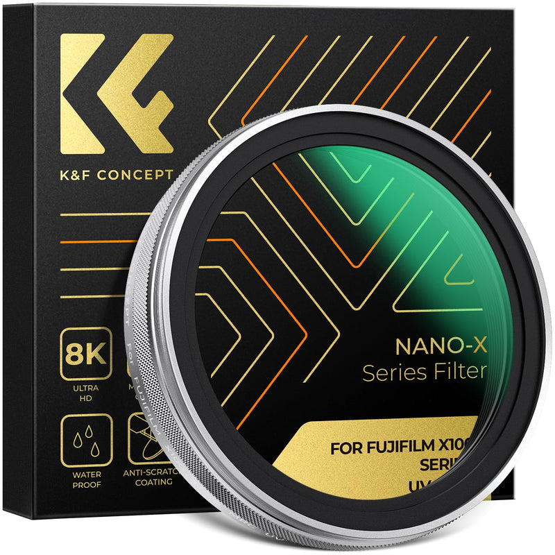 K&F CONCEPT MCUV Protection Camera Lens Filter (Silver Frame) Compatible with Fujifilm X100 Series Accessories-X100/X100F/X100S/X100T/X100V/X100VI, 28 Multi-Coatings Waterproof HD UV Filter Silver