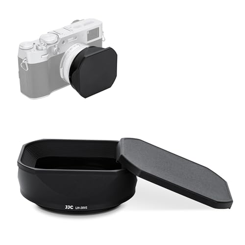 Square Metal X100VI Lens Hood with Lens Cap,Lens Shade Protector for Fujifilm Fuji X100VI X100V X100F Camera Replaces Fujifilm Fuji LH-X100 Lens Hood,with Lens Filter Adapter Ring & Lens Cap Black