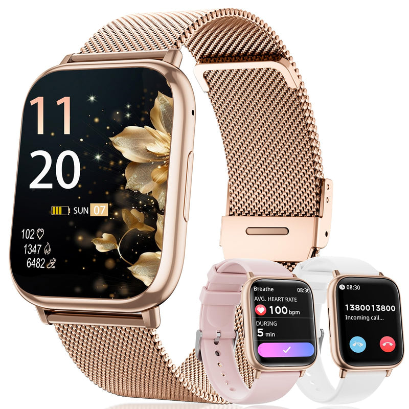 Smart Watches for Women Answer/Make Calls, 1.83" Fitness Tracker Watch with Heart Rate Monitor, 113+ Sport Modes, Pedometer, Sleep Monitor, IP68 Waterproof, Smartwatch for Android/iOS (Rose Gold) Rose Gold