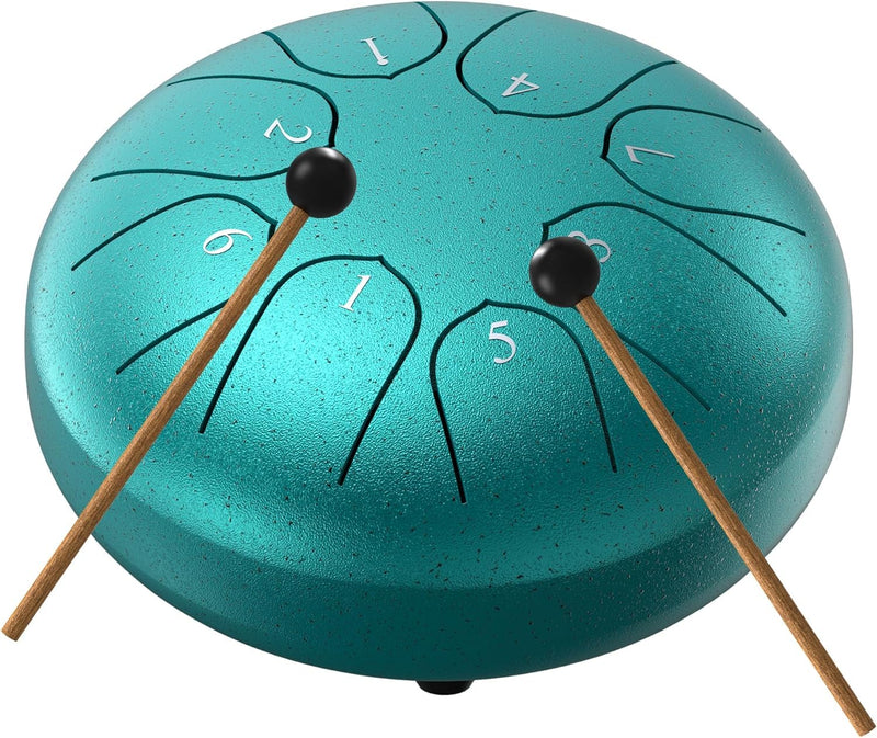 Steel Tongue Drum – 6 Inch 8 Notes Rain Drum for Outside Garden, Musical Percussion Instrument with Mallets, Music Book & Soft Carry Pouch, Panda Drum Gift for Kids & Adults