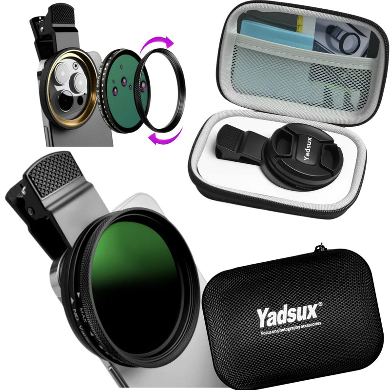[AUSTRALIA] - Phone 52MM Variable ND2-ND400 Filter for iPhone,Samsung and Other Smart Phones,Clip-on Adapter, HD Double-Sided Multi-Coated SLR Lens Grade Optical Glass, Mobile Phone Lens Accessories 