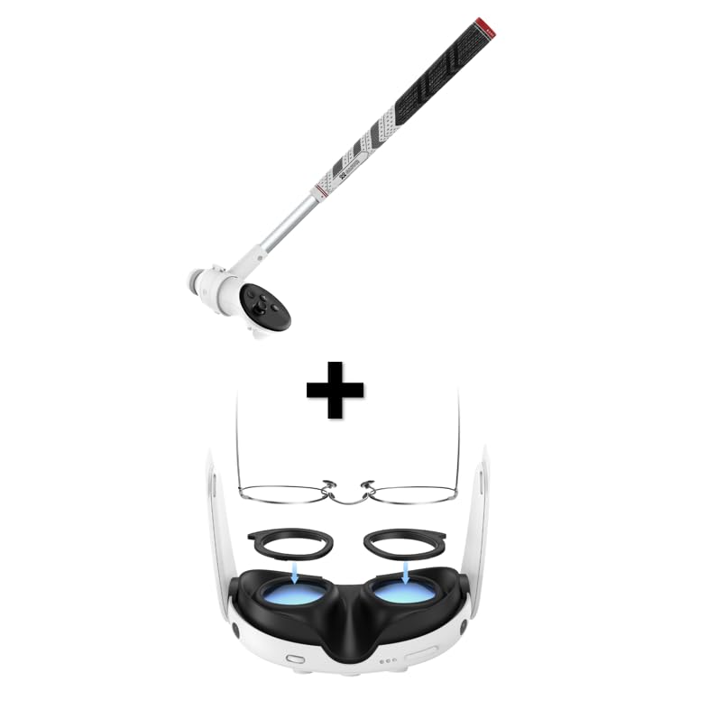 AMVR Golf Club Attachment Compatible with Meta/Oculus Quest 3 Accessories & Lens Protector Set Compatible with Meta/Oculus Quest 3 Accessories,Glasses Spacer for Quest 3 Lenses
