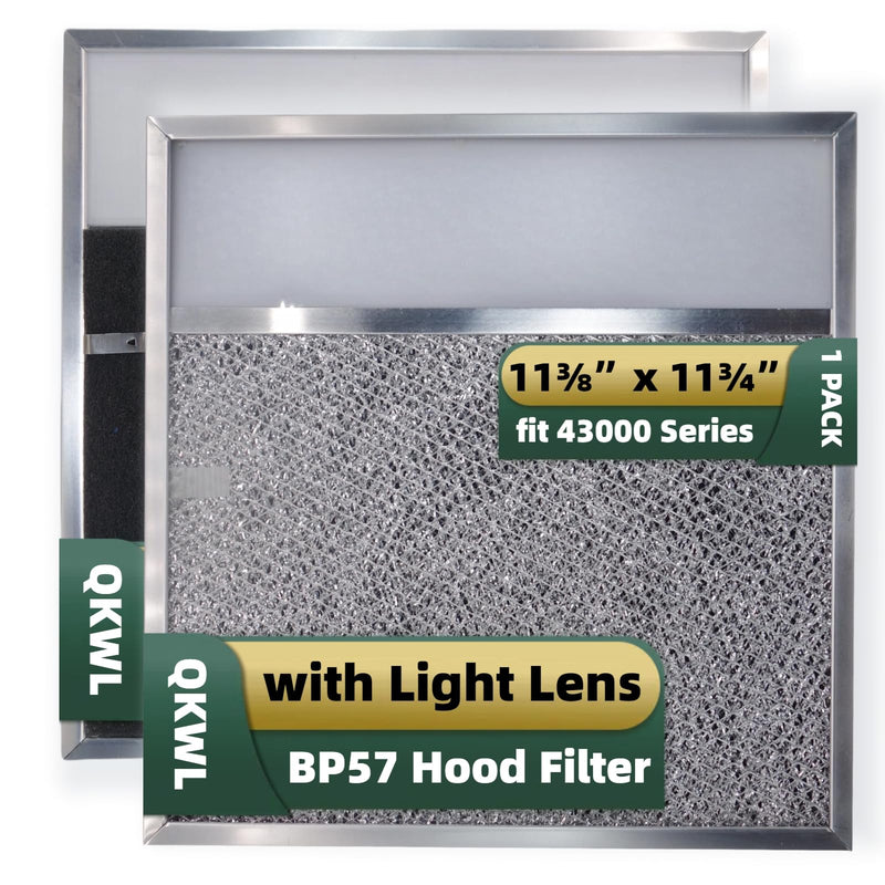 BP57 Range Hood Filter with Light Lens 11-3/8 x 11-3/4 In 1-Pack Stove Hood Vent Aluminum Grease Air Filter for Broan-NuTone 43000 Series Kitchen Exhaust Range Hood