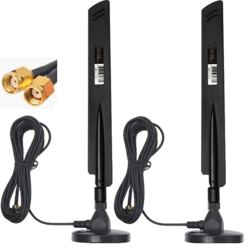 10dBi Dual Band WiFi Antenna 2.4GHz 5GHz RP-SMA WiFi Antennae with 6.5ft Extension Cable for PC Desktop Computer PCI PCIe WiFi Bluetooth Card Wireless Network Router 2.4GHz 5GHz antenna