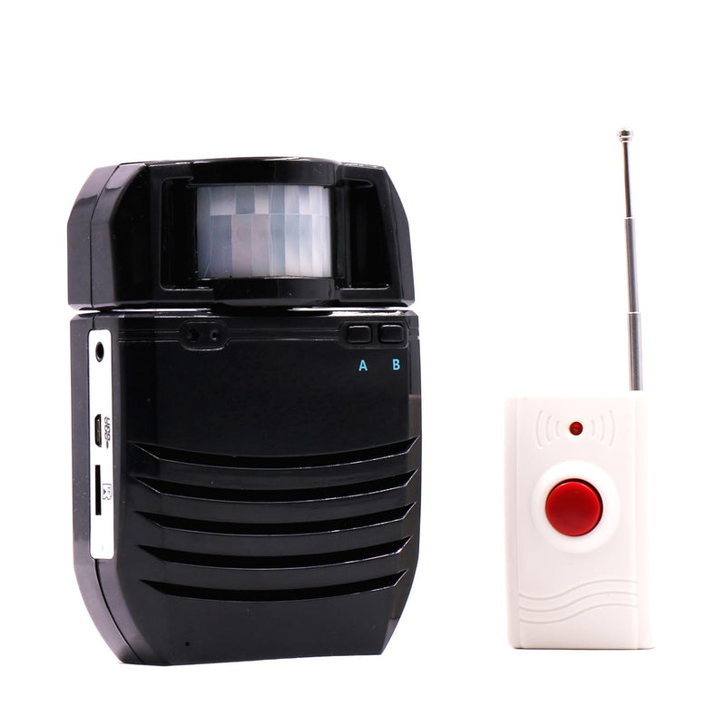 [AUSTRALIA] - Waytronic PIR Infrared Motion Sensor Activated Sound Player Loudspeaker Alarm Motion Detector for Door Greeter Welcome Guests Entry Alert and Sales Advertising, (Black) 
