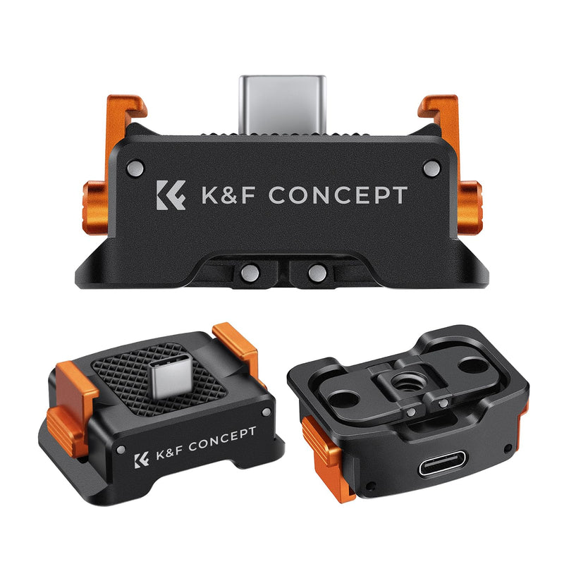 [AUSTRALIA] - K&F Concept Charging Adapter Base for DJI Osmo Pocket 3, Desktop Type-C Charging Dock Fit Arca-Swiss Standard, with 1/4 Screw Hole/Folding Finger, Aluminum Alloy Bracket 
