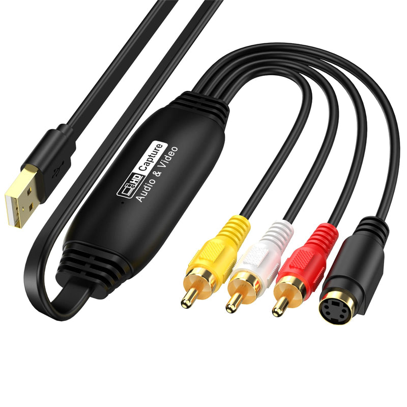 [AUSTRALIA] - VHS to Digital Converter, USB Video Capture Card, RCA AV to USB Audio Video Transfer Grabber, Convert Analog VHS VCR to Digital Adapter for PC DV Camera DSLR DVD Compatible Windows Mac OS 