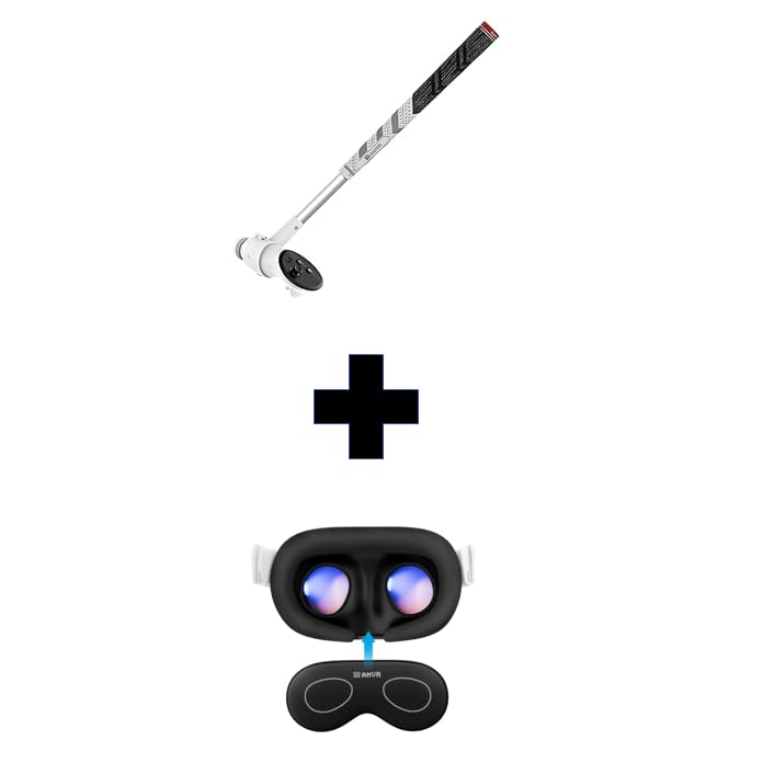 AMVR Golf Club Attachment Compatible with Meta/Oculus Quest 3 Accessories & AMVR Lens Protector Cover Compatible with Apple Vision Pro, Quest 3/2/1, Rift S and Pico 4