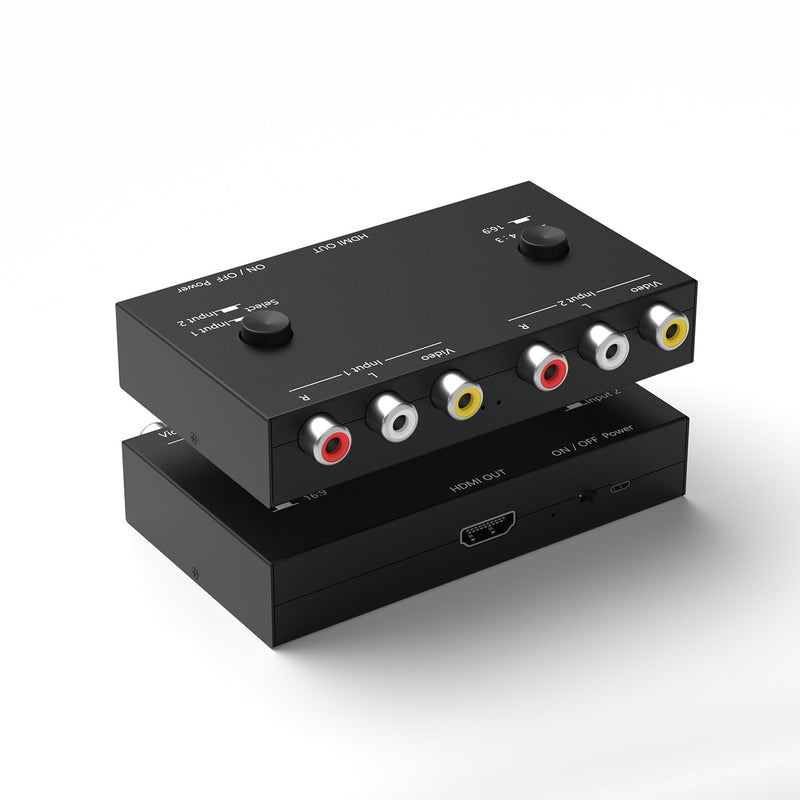 [AUSTRALIA] - Dingsun 2 Port AV to HDMI Converter, RCA to HDMI Adapter Support 16:9/4:3 Compatible with WII, N64, PS2, VHS, VCR DVD Players etc 2Port RCA to HDMI Converter 