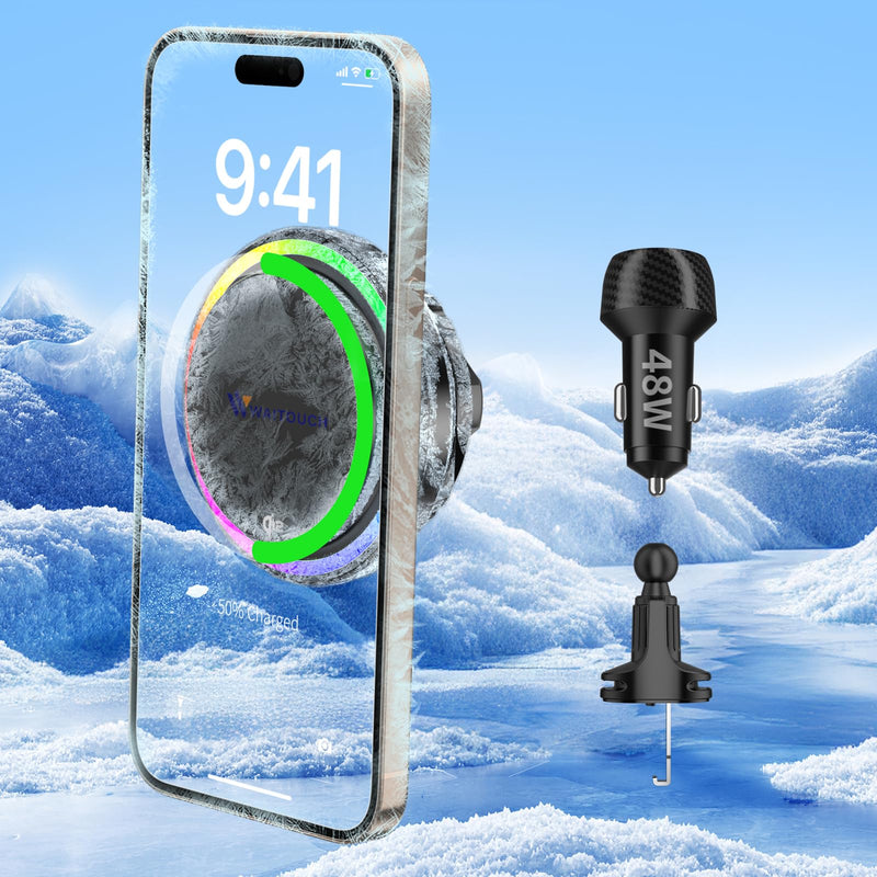 Qi2.2 25W Wireless Car Charger Mount[Fastest Charging Speed] Car Charger for iPhone 16/15/14/13/12 Pro Max/Mini and Others Phone, ice Cooling Charging, Phone Cooler for Car, with Air Vent Holder