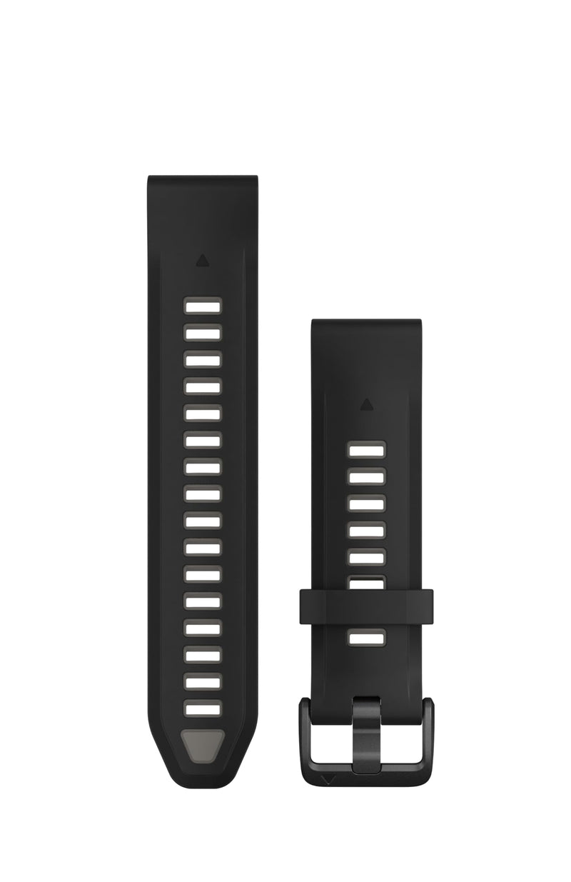Garmin QuickFit F8 Silicone Watch Band 20mm Black/Pebble Gray with Buckle Closure, Compatible Fenix8 and 43mm Watches