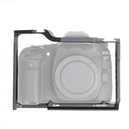 EOS 90D 80D 70D Cage, Hersmay Aluminium Camera Cage for Canon EOS 90D/ 80D/ 70D Mirrorless Cameras with Cold Shoe,Handle Locating Holes,Multiple 1/4" 3/8" Screw Holes